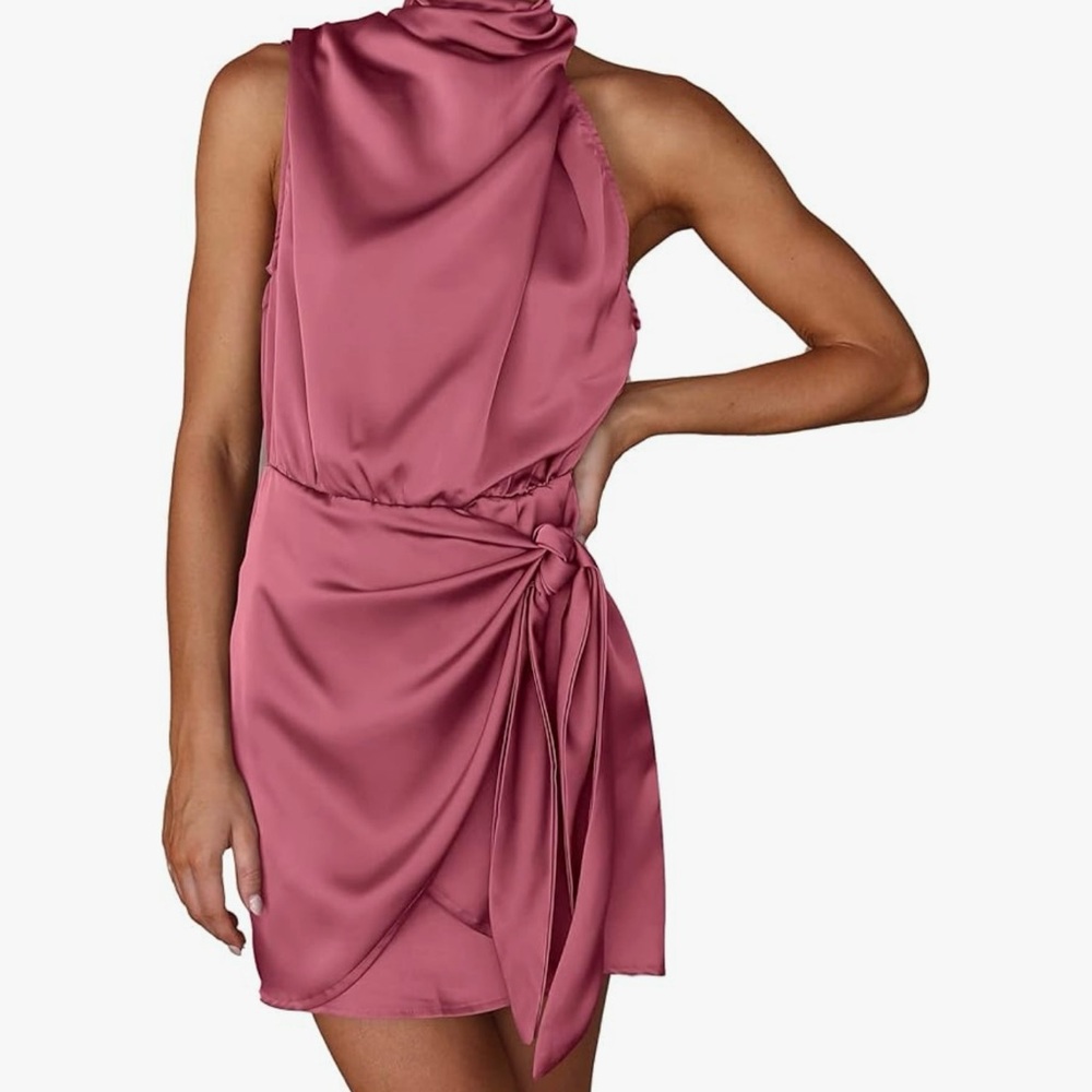 Pink Asymmetrical One Shoulder Cocktail Dress